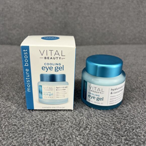 Vital Beauty Cooling Eye Gel Hyaluronic Acid Cucumber for Dark Circles Bags 1 oz - Picture 1 of 12